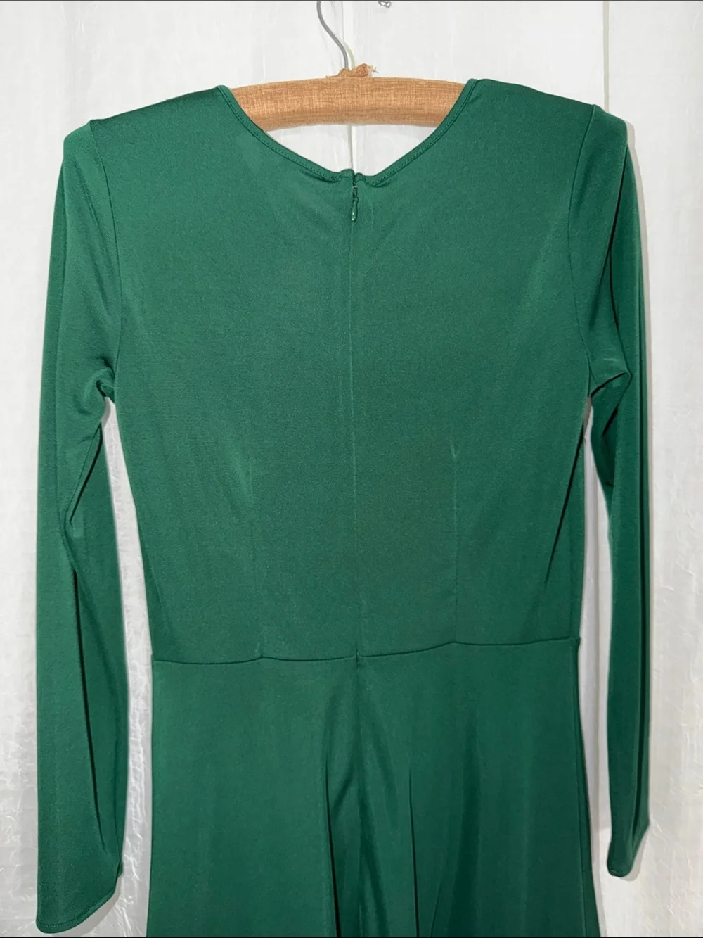Ann Taylor 0 Green Ruffle Shoulder Hem Long Sleeve Back Zip Jersey Dress
